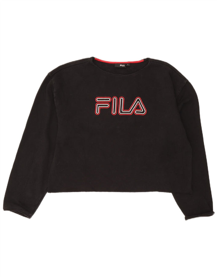 Bluza damska Fila Crop Graphic Jumper UK 16, duża czarna