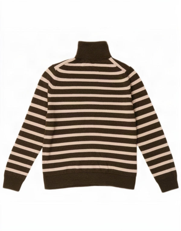 Damski sweter z golfem Massimo Dutti UK 12 Medium Khaki w paski