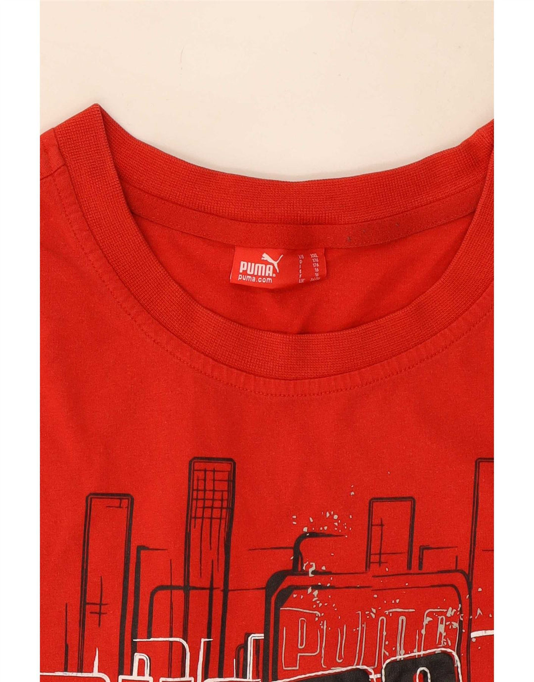 Chłopięcy T-shirt z grafiką Puma, 15-16 lat, czerwony
