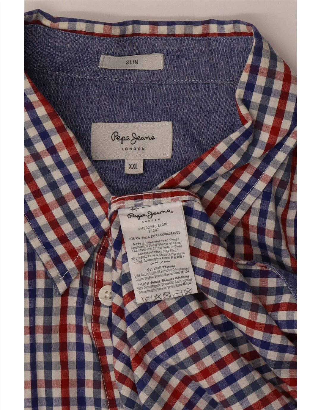 PEPE JEANS Męska dopasowana koszula 2XL, wielokolorowa bawełniana kratka