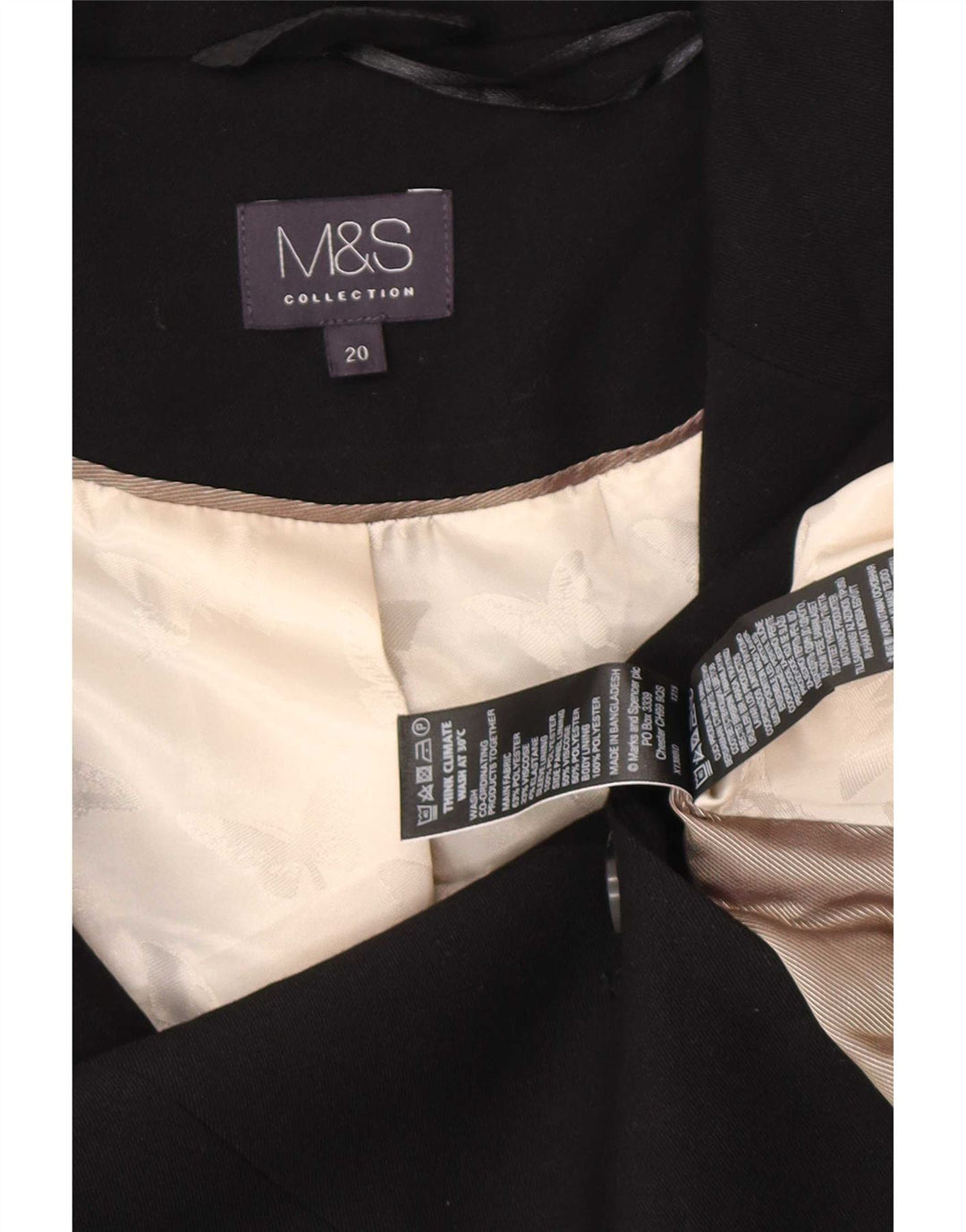 Marks & Spencer Damska marynarka zapinana na 1 guzik UK 20 2XL Czarny poliester