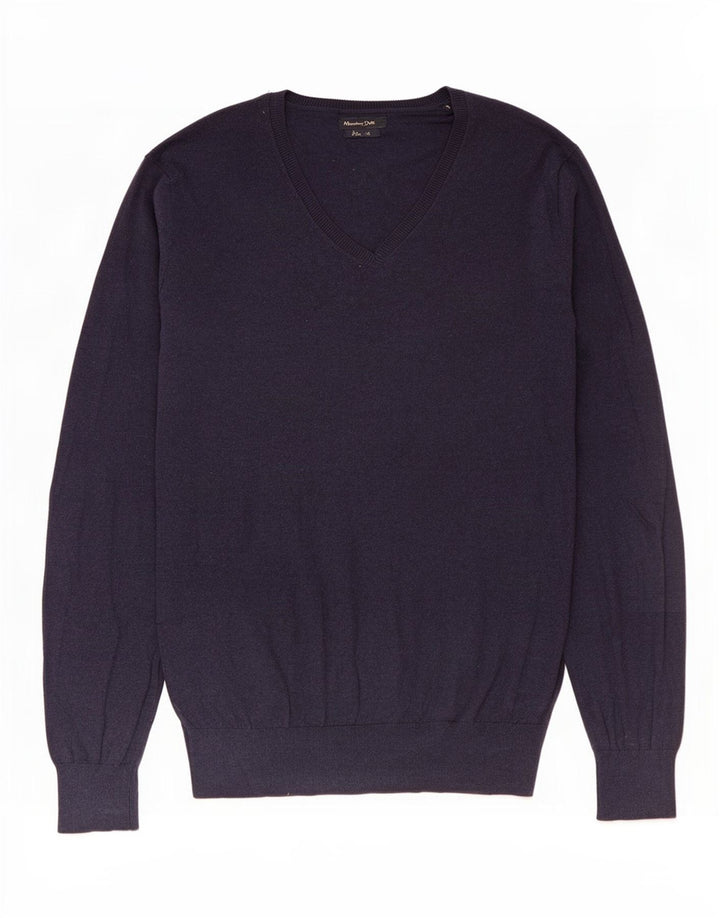 Męski sweter Massimo Dutti z dekoltem w kształcie litery V, średni granatowy