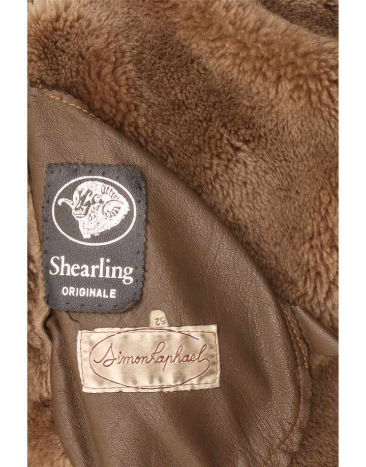 Vintage męska kurtka Shearling IT 52 XL Beżowa kurtka Shearling