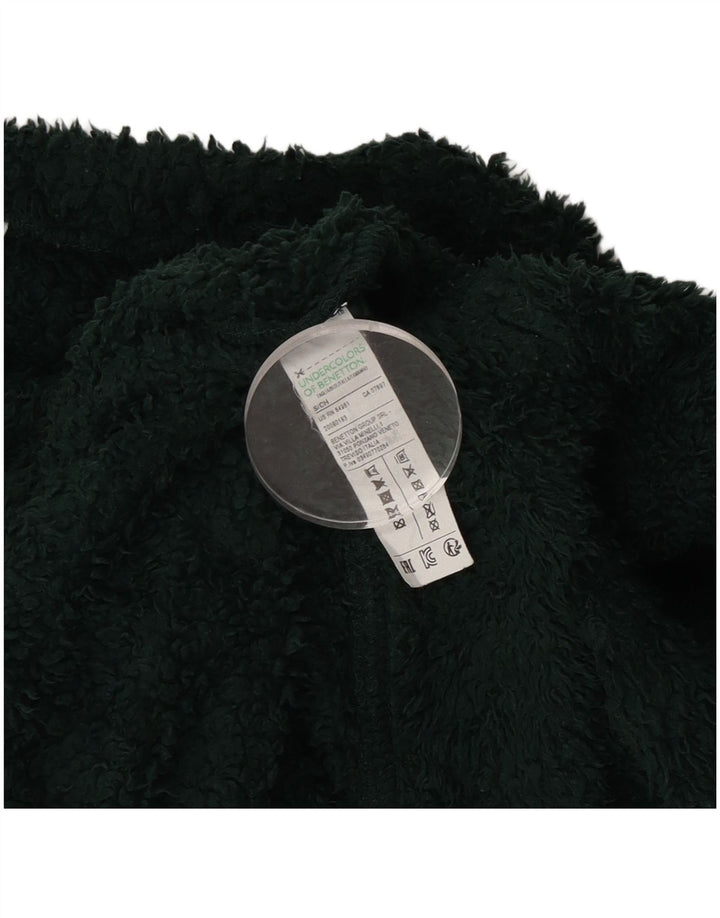 Damski sweter oversize Benetton z polaru UK 10, mały, zielony, poliester