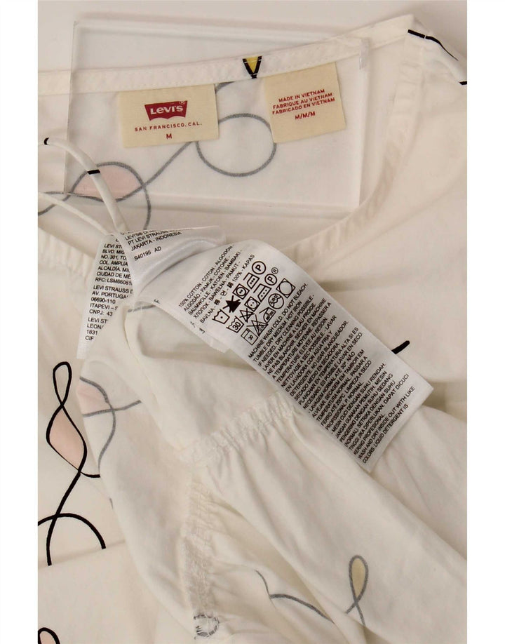 Damska sukienka namiotowa Levi's z abstrakcyjnym wzorem, oversize UK 14, średnia biel