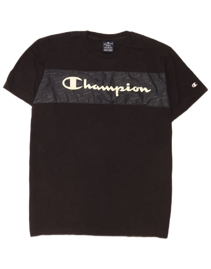 Męski T-shirt Champion z grafiką, mały, czarny, z blokami kolorów