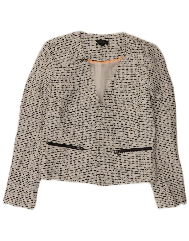 Damska otwarta marynarka Topshop UK 10 Small, biała, nakrapiana wiskoza