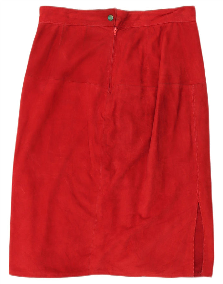 VINTAGE Damski zamszowy 2-częściowy zestaw spódnic UK 14 Medium W30 Czerwona skóra