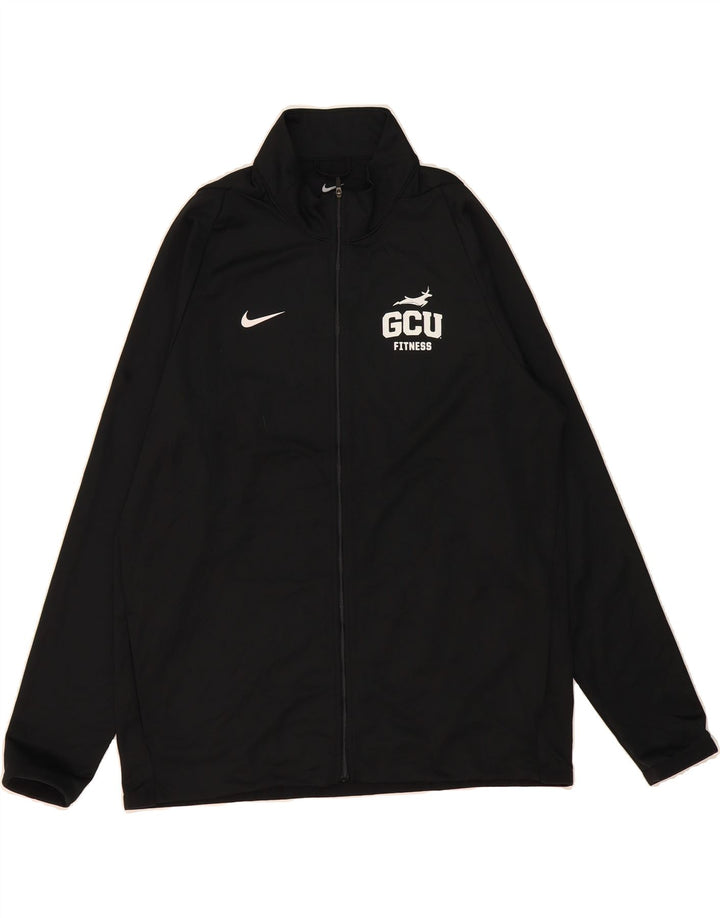 NIKE Mens Dri Fit Graphic Tracksuit Top Jacket Large Black Polyester Vintage Nike and Second-Hand Nike from Messina Hembry 