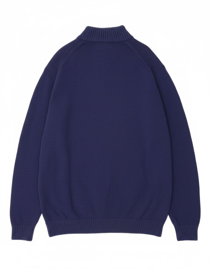 IZOD Mens Button Neck Jumper Sweater XL Navy Blue Flecked Vintage Izod and Second-Hand Izod from Messina Hembry 