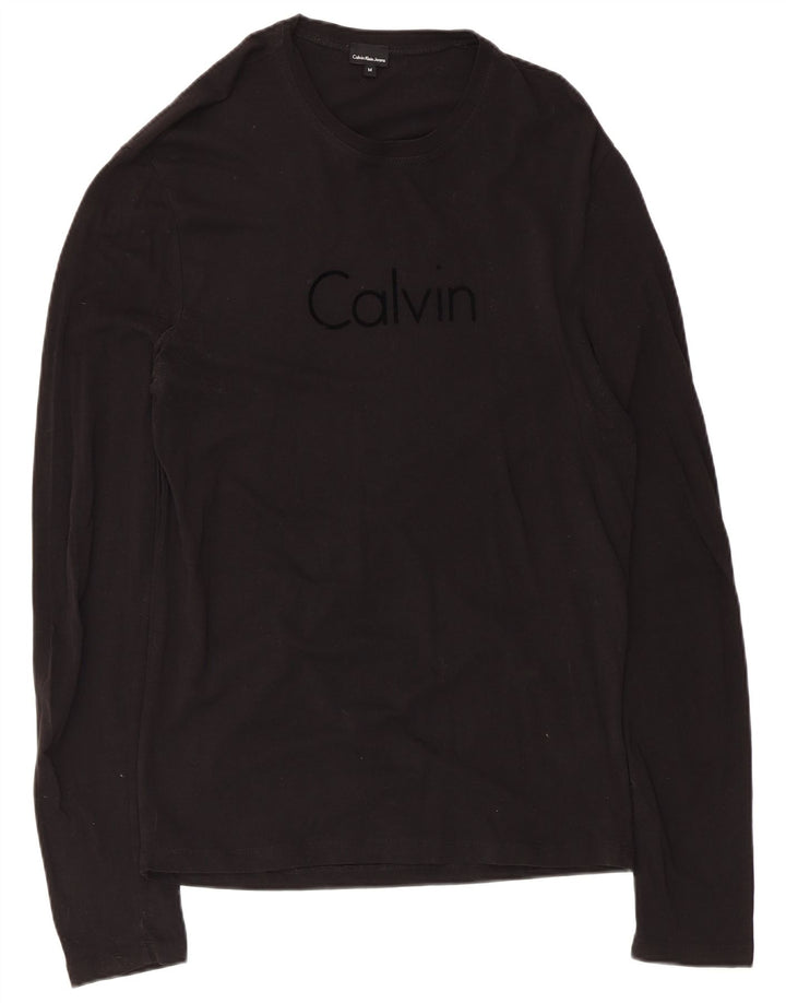 Męski top z grafiką Calvin Klein Jeans z długim rękawem, średni czarny