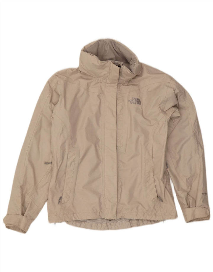 Damska kurtka przeciwdeszczowa z kapturem, oversize, The North Face, UK 10, mała, beżowa, nylonowa