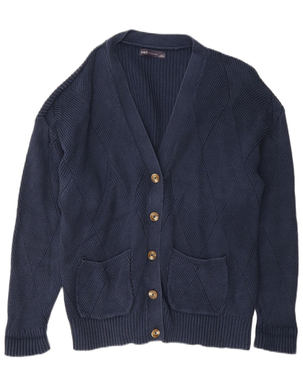 Marks & Spencer Damski sweter rozpinany UK 16, duży, granatowy, bawełniany