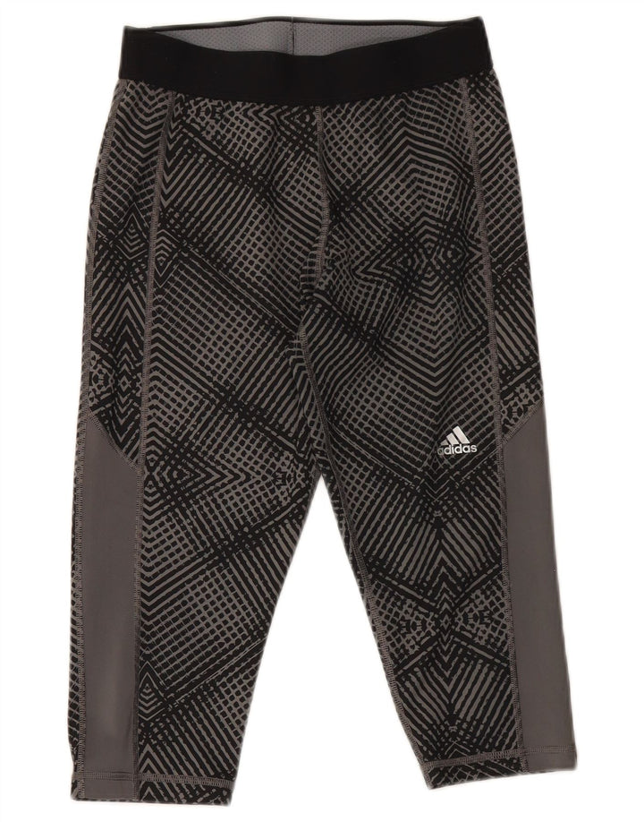 Damskie legginsy Adidas Capri UK 8 Mały szary geometryczny poliester