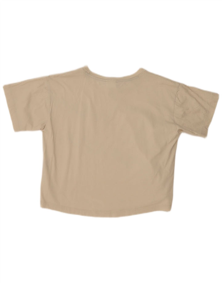 Damska koszulka CHAMPION Crop Oversize z grafiką Top UK 10 Small Beige