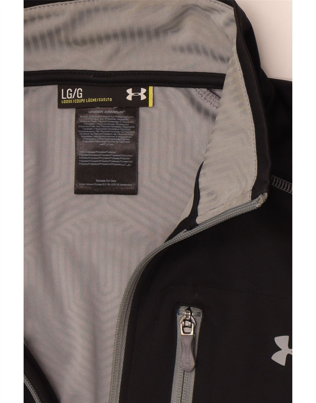 Męski dres Under Armour z zamkiem błyskawicznym i dużym czarnym poliestrem