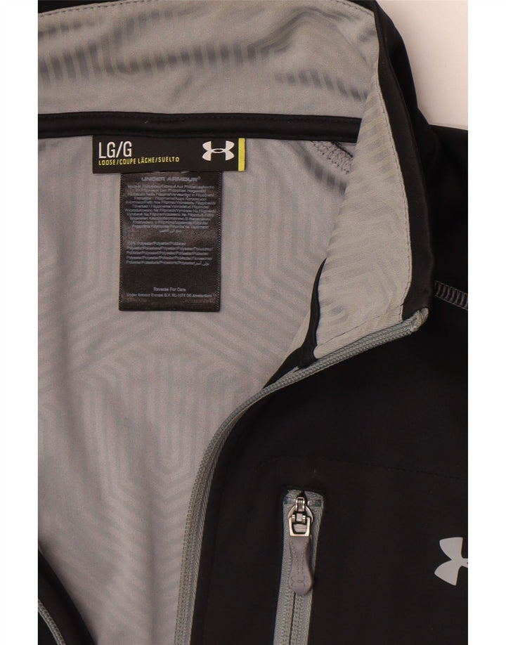 Męski dres Under Armour z zamkiem błyskawicznym i dużym czarnym poliestrem