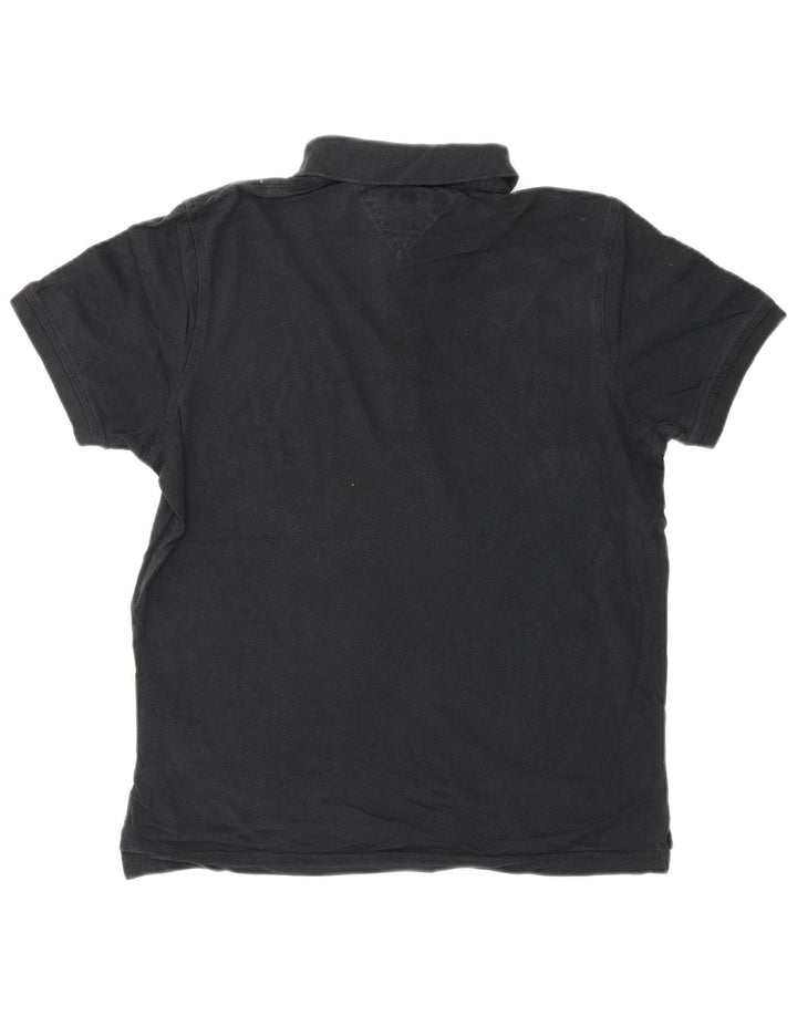 Męska koszulka polo slim fit TOMMY HILFIGER, średnia czarna, bawełniana