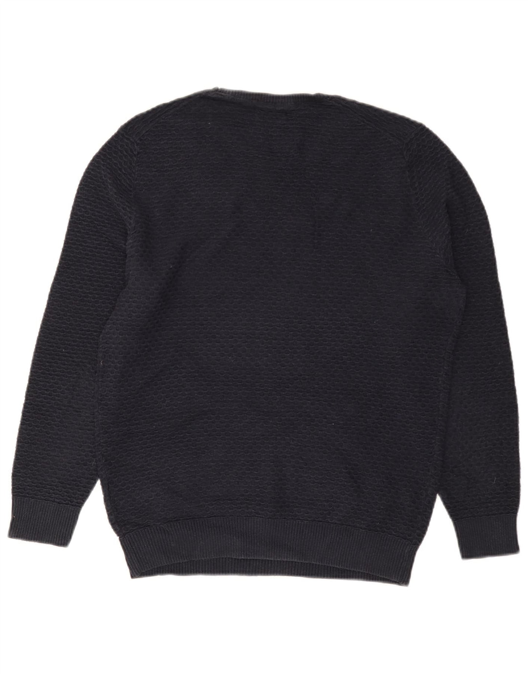 Męski sweter Massimo Dutti z okrągłym dekoltem, mały, granatowy, bawełniany