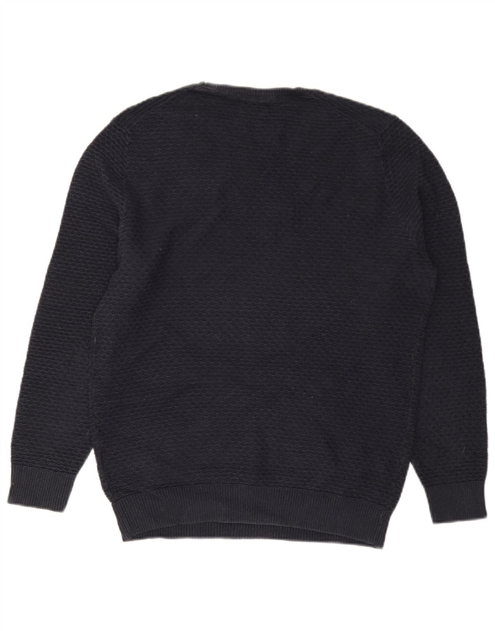 Męski sweter Massimo Dutti z okrągłym dekoltem, mały, granatowy, bawełniany