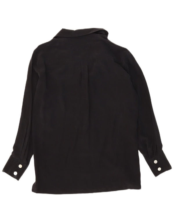Damska bluzka koszulowa oversize Spazio UK 10, mała, czarna, jedwabna