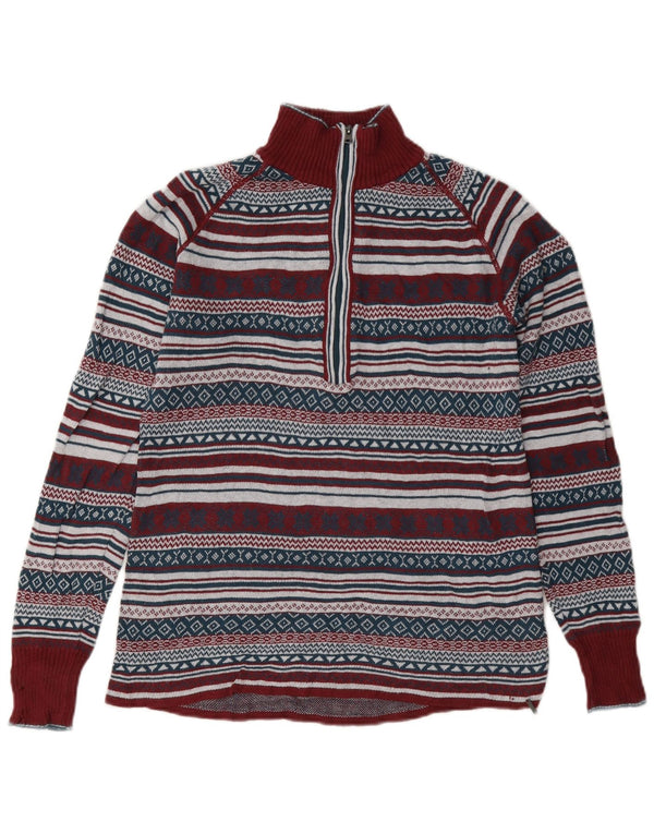 Sweter damski Eddie Bauer z zamkiem błyskawicznym UK 10 Small Burgundy Fair Isle