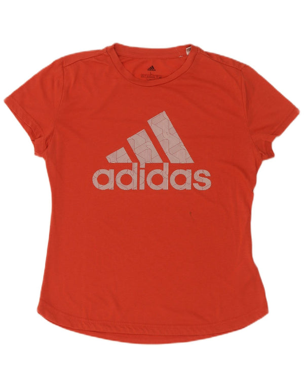 Adidas Womens Climalite Graphic T-Shirt Top UK 16/18 Large Orange Polyester