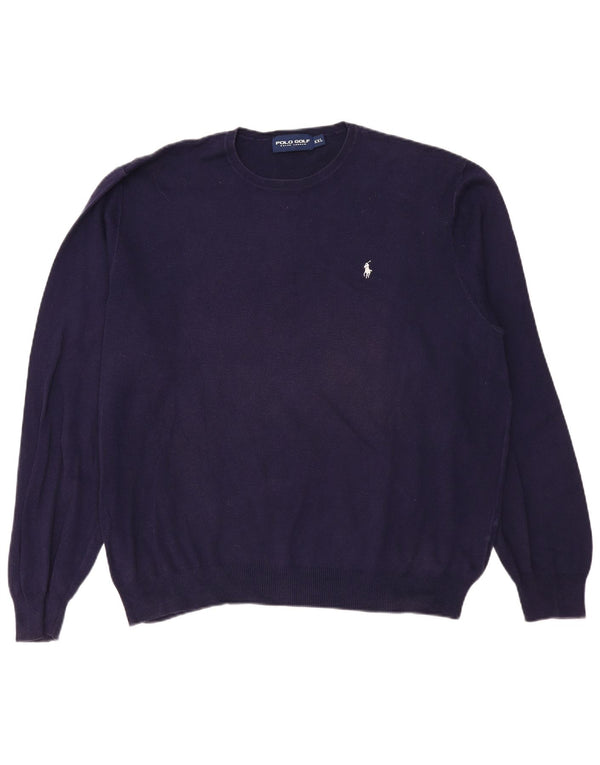 Męski sweter z okrągłym dekoltem Polo Ralph Lauren 2XL, granatowy, bawełniany