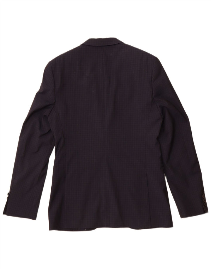 JAEGER Męska marynarka zapinana na 2 guziki UK 36 Mała wełniana granatowa krata