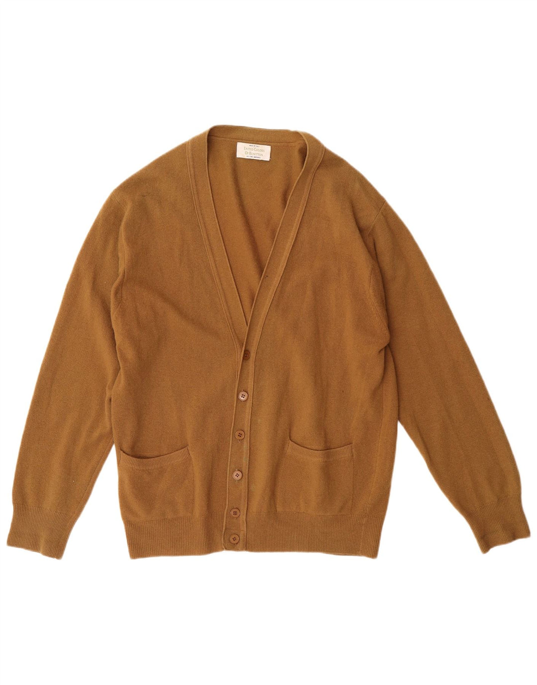 Męski sweter rozpinany BENETTON IT 48 Średni brąz z owczej wełny