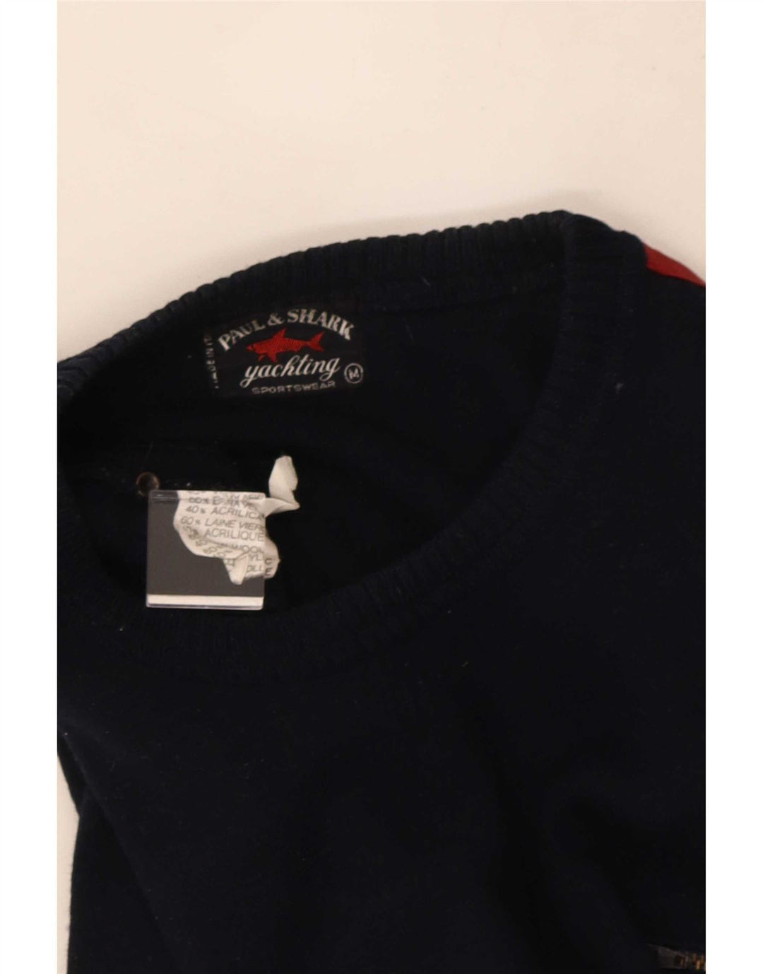 Męski sweter Paul & Shark z okrągłym dekoltem, średni granatowy, blok kolorów