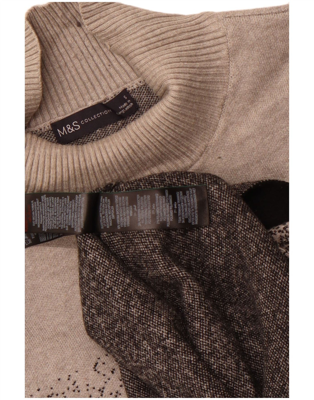 Marks & Spencer Damski sweter z golfem UK 10, mały, szary nakrapiany