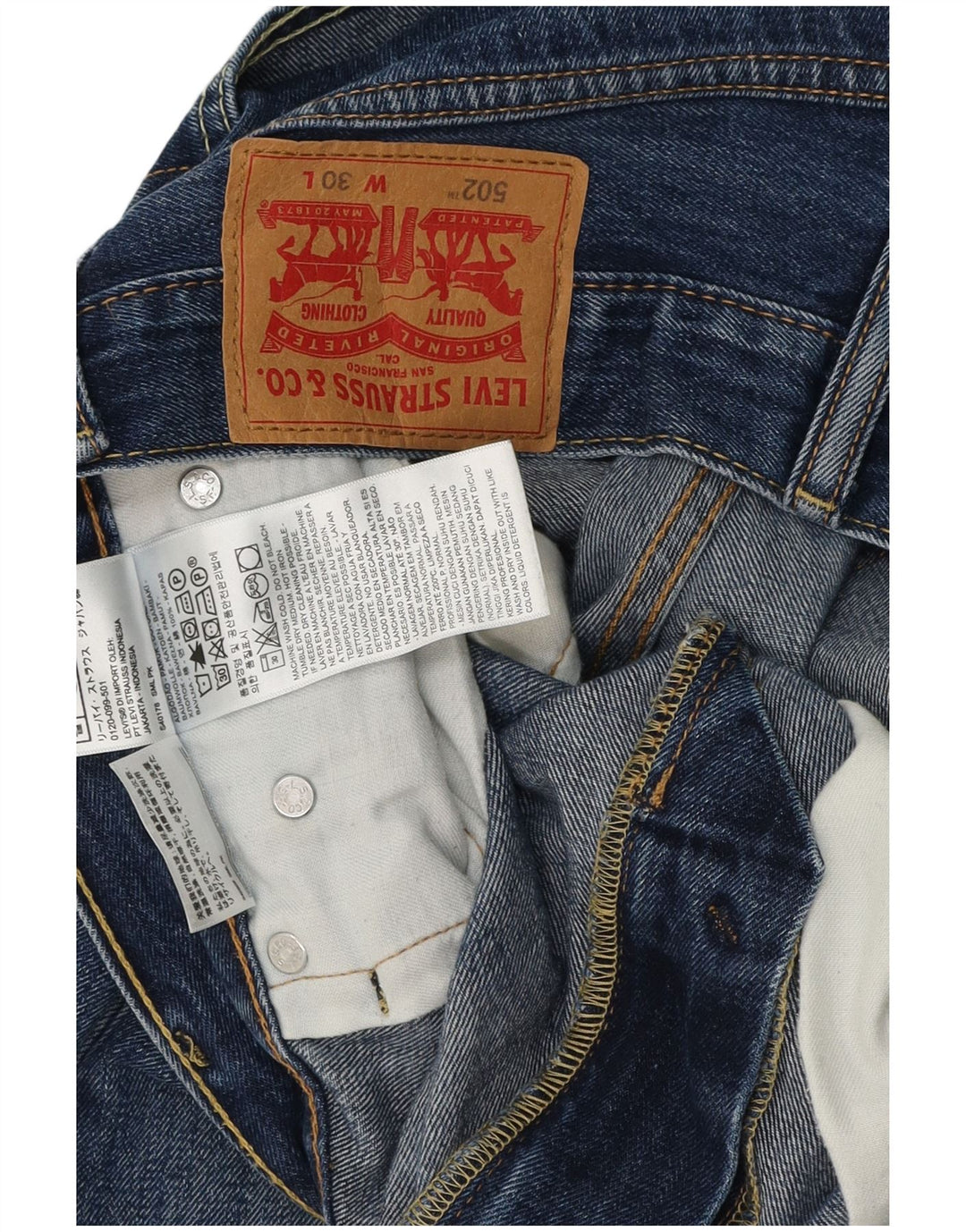 Męskie spodenki jeansowe LEVI'S 502 W30 Średnioniebieskie, bawełniane