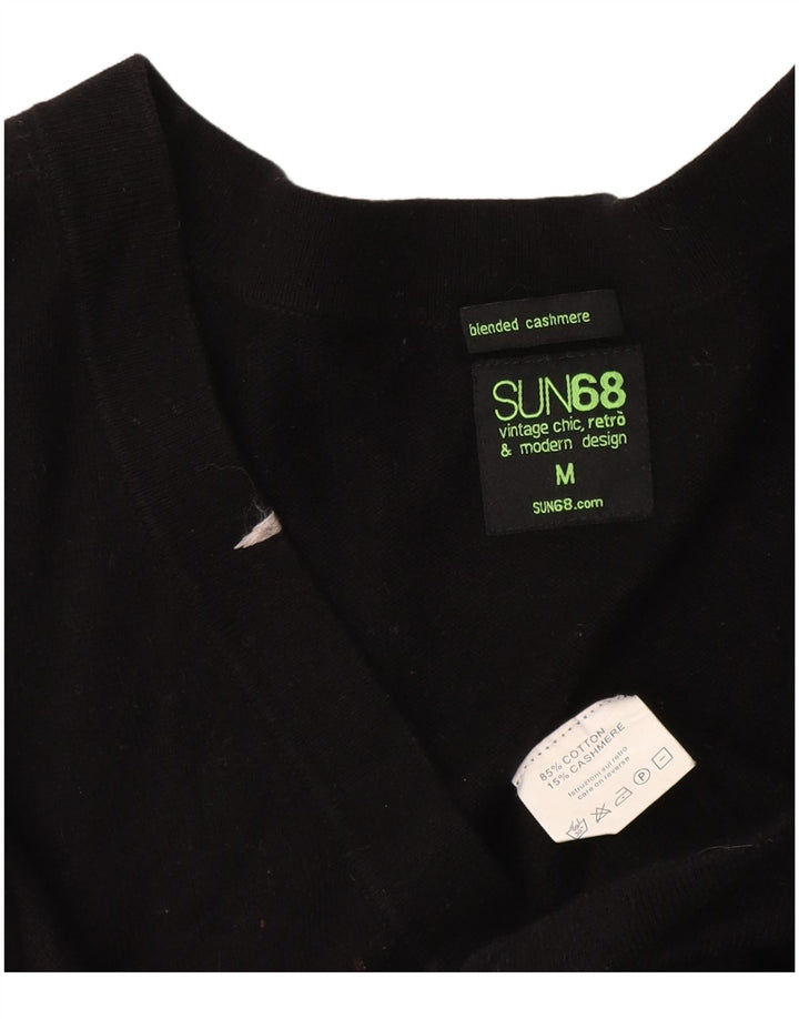 Damski sweter rozpinany Sun68 o przedłużonym kroju UK 12, średni czarny bawełniany