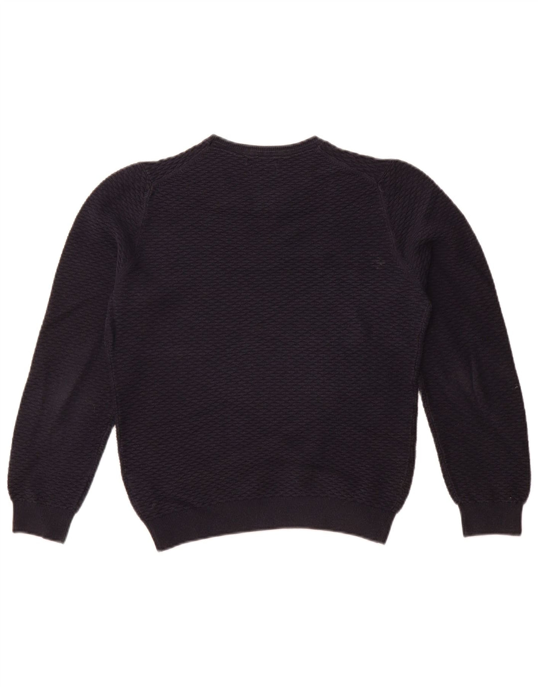 MASSIMO DUTTI Damski sweter z dekoltem w łódkę UK 10, mały, granatowy, bawełniany