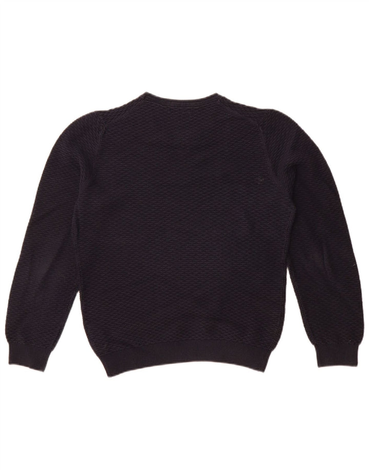 MASSIMO DUTTI Damski sweter z dekoltem w łódkę UK 10, mały, granatowy, bawełniany