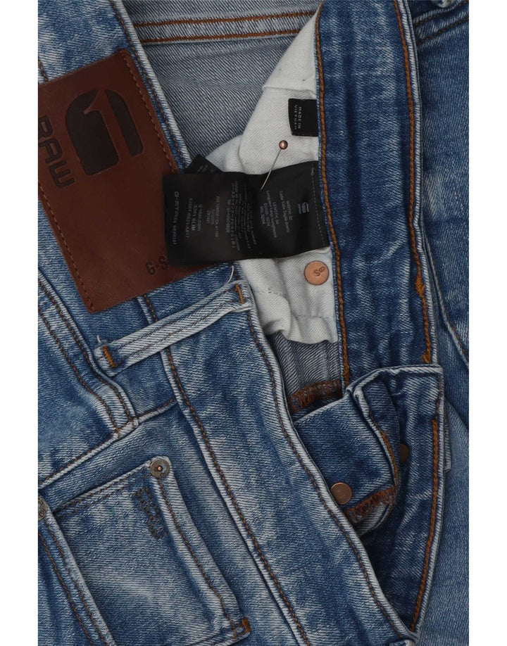 G-Star Męskie 3301 Slim Jeans W32 L34 Niebieska bawełna