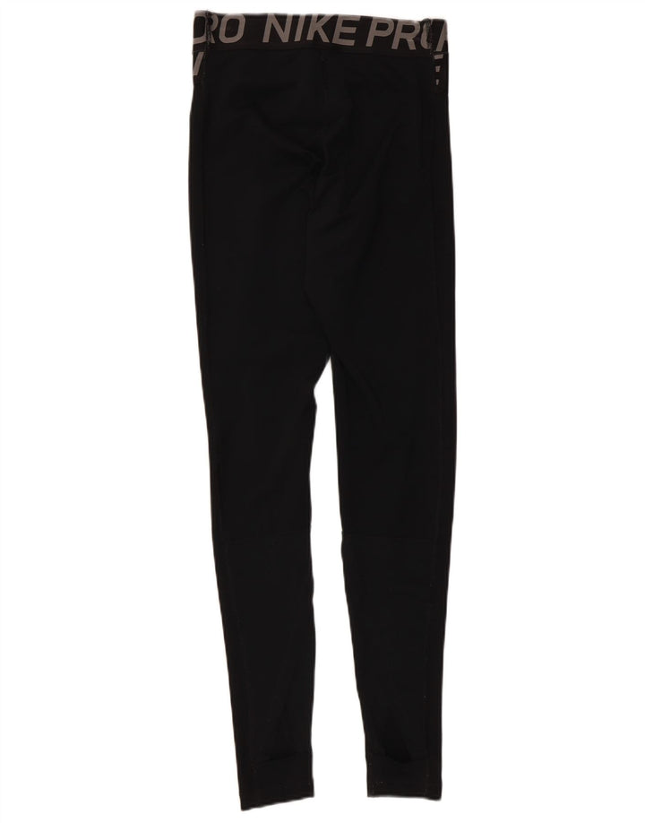 Damskie legginsy Nike Dri Fit Graphic UK 8, małe czarne, poliestrowe z blokami kolorów