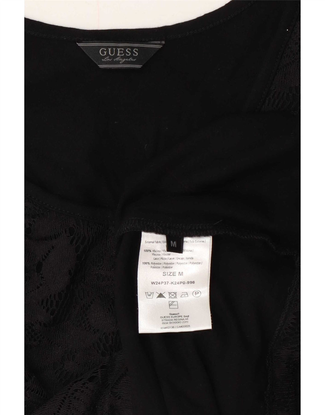 Koronkowa kamizelka damska Guess UK 14 Średnia czarna wiskoza w kwiaty