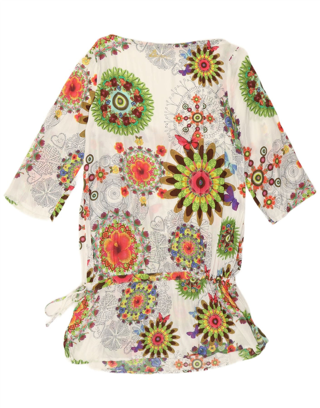 Damska tunika z rękawem 3/4 Desigual UK 12, średnia, biała w kwiaty