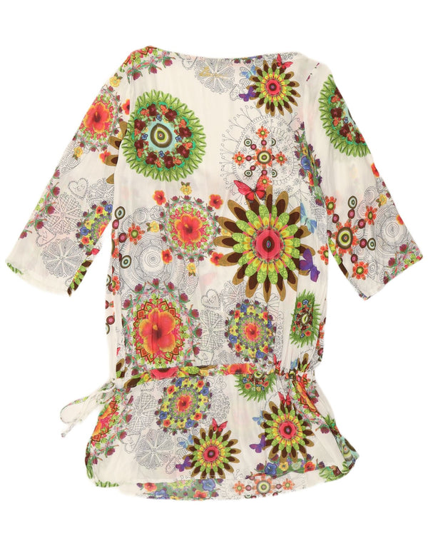 Damska tunika z rękawem 3/4 Desigual UK 12, średnia, biała w kwiaty