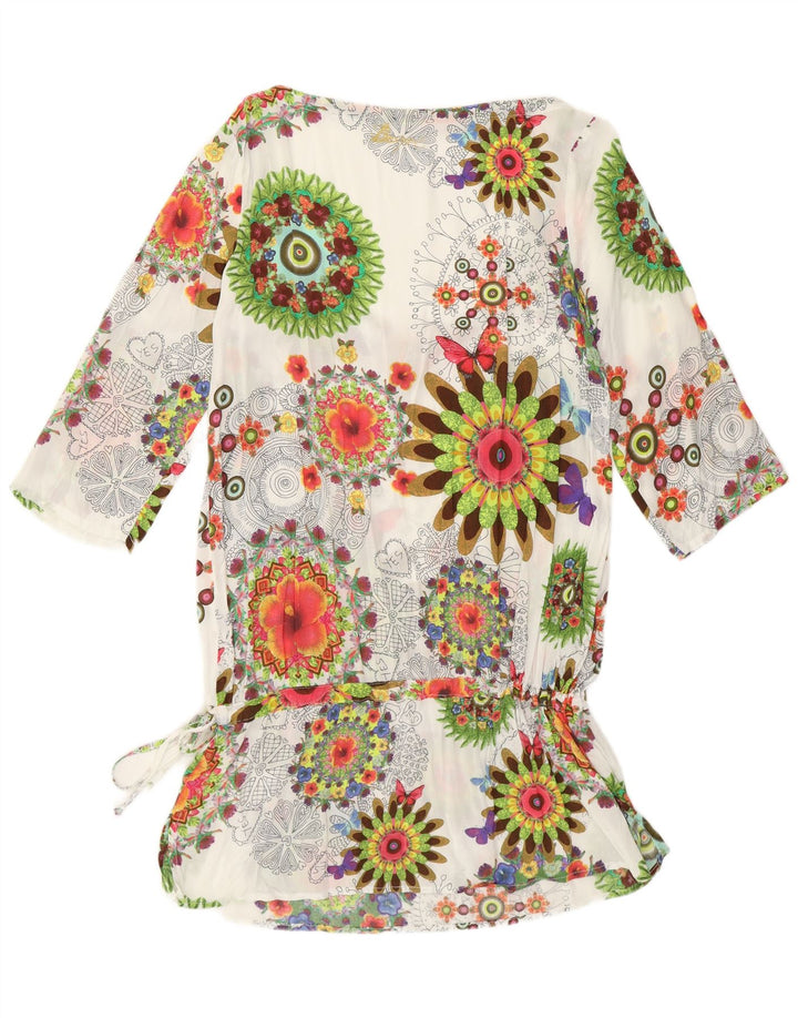 Damska tunika z rękawem 3/4 Desigual UK 12, średnia, biała w kwiaty