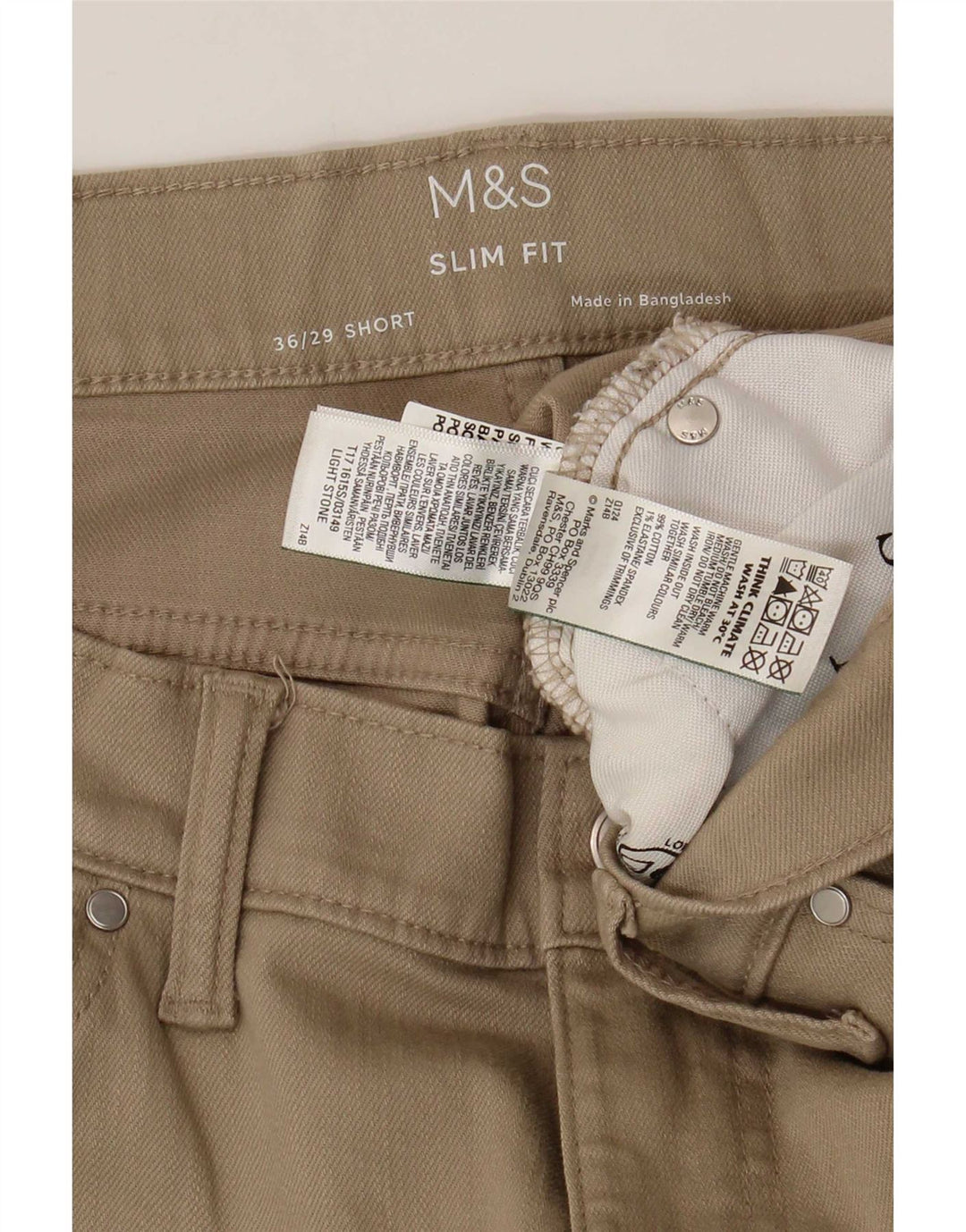 Marks & Spencer Męskie jeansy slim W36 L29 Beżowa bawełna