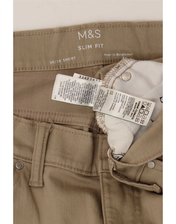 Marks & Spencer Męskie jeansy slim W36 L29 Beżowa bawełna