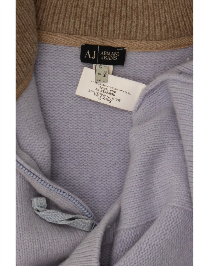 Damski sweter z krótkim zamkiem i zamkiem błyskawicznym Armani Jeans IT 42 Średni niebieski wełniany