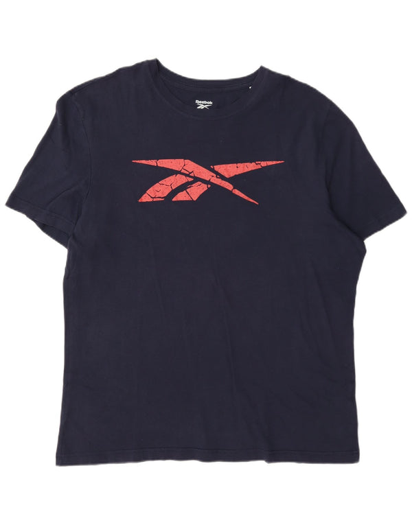 Męska koszulka Reebok z grafiką Top XL, granatowa, bawełniana