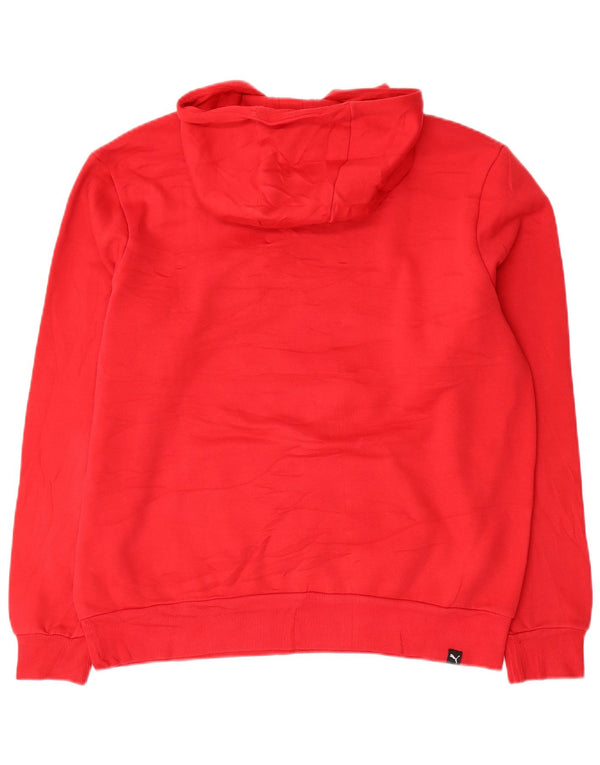 Męski sweter z kapturem Puma z grafiką, średnio czerwony, bawełniany
