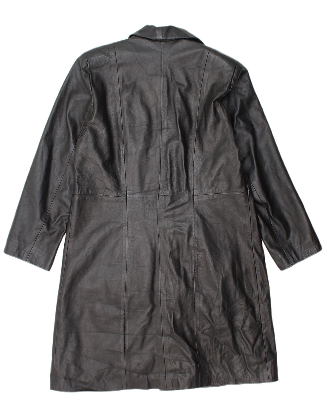 VINTAGE damski płaszcz skórzany UK 18 XL czarna skóra