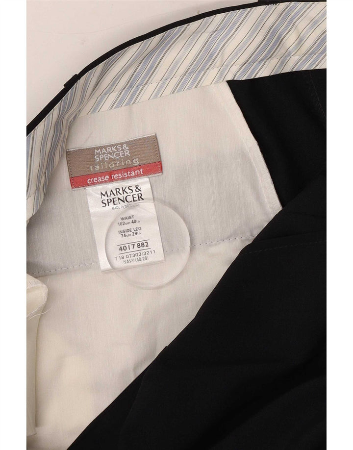 Marks & Spencer Męskie spodnie garniturowe W40 L29 Granatowy poliester