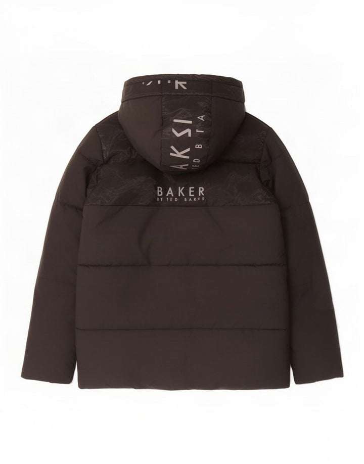 Wyściełana kurtka chłopięca z kapturem i grafiką Ted Baker 12-13 lat, czarna, poliestrowa